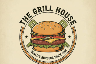 design a unique vintage burger logo for your brand