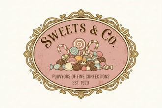 design a unique vintage sweets logo for your  brand