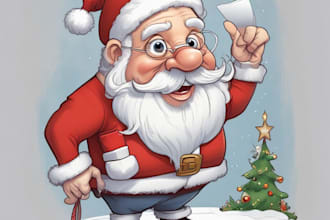 draw a christmas cartoon caricature