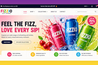 design soft drink shopify store beverage store soft drink website wine store