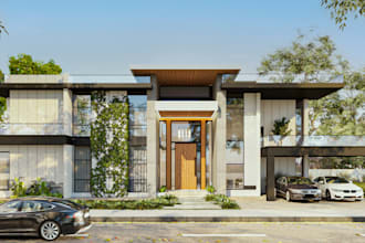 create 3d house exterior design and realistic rendering