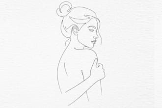 do minimalist custom vector art feminine line art illustration hand drawn logo