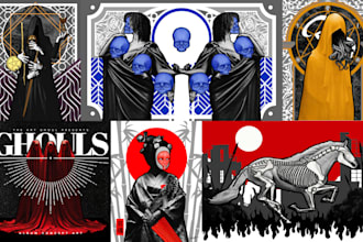 create dark and symbolic illustrations for your project