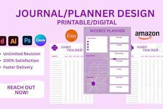 design kdp custom editable planner worksheet, mental health checklist planner