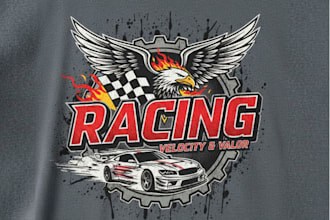 draw racing illustration for t shirt design