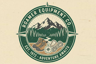 make outdoor gear brand vintage logo design with business