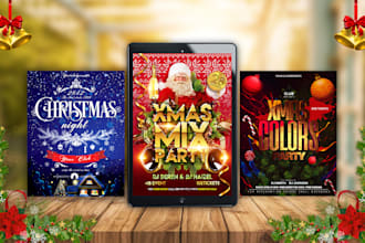 design a stunning professional christmas or holiday flyer, poster, or banner