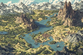 make fantasy map illustration for map