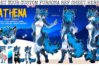 illustrate furry fursona ref sheet, fursuit ref, fursona custom scene, sfw, nsfw