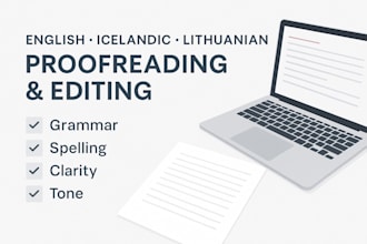 proofread and edit your english, icelandic, and lithuanian texts