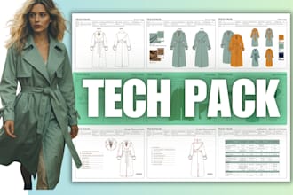 create professional fashion tech pack with detailed specifications