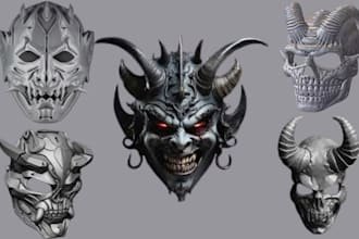 create realistic 3d cosplay props, masks, and helmet design for 3d printing