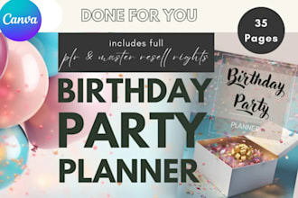 canva party planner birthday planner event schedule guest list menu planner temp