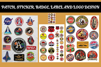 design badge, circular round logo, patch and sticker