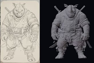 convert 2d to 3d character model design 3d toys 3d head bust for 3d printing
