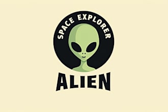 design realistic space alien head logo
