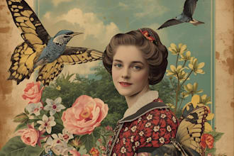 design creative vintage digital collage art