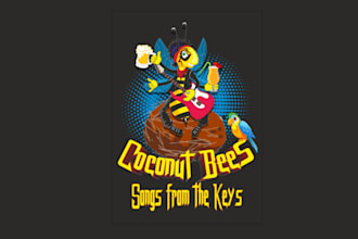 design eye catching coconut bees mascot logo