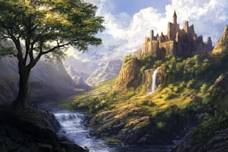 do stunning fantasy landscape, background illustration