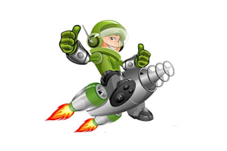 create a futuristic logo and character for printing company