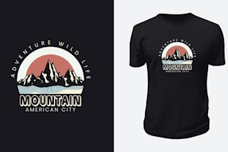 do high quality vintage mountain logo with t shirt design