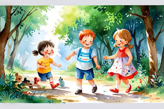 draw digital watercolor children book illustration