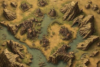 create a high quality detailed fantasy map for dnd and fiction
