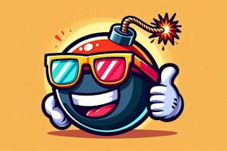 design cheerful bomb mascot with sunglasses logo in 12 hours
