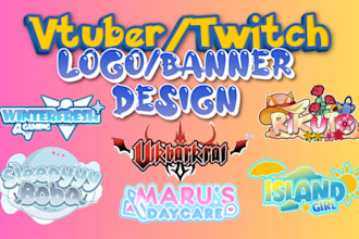 make custom vtuber logo and banner for vtuber, twitch youtube streamers jrpg