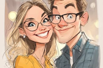 draw caricatures for christmas, birthday couples and wedding