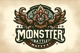 give vintage rustic monster battle mascot logo with original concept