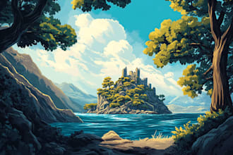 draw fantasy landscape or enviroment art