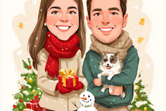 make a christmas caricature, a winter holiday caricature