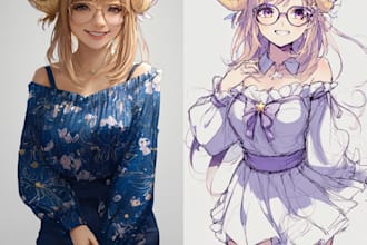 draw cute anime chibi art character design for pfp, sticker, and sheets