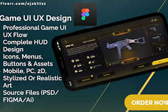 design game ui ux and game assets, game icon game art, hud assets for mobile
