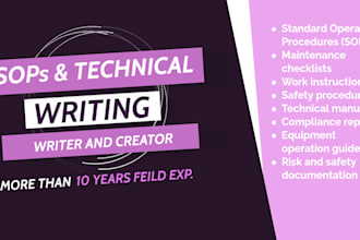 write professional sops, safety procedures, checklists, and technical documents