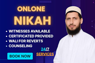 be online nikah imam for your islamic wedding, do home nikah ceremony