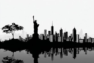 draw landscape silhouette city skyline city silhouette