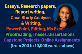 write case study, essays, paper, report writing, research and summaries