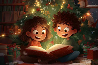 illustrate christmas children story book christmas children book illustration
