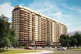 build modern high rise, tower exterior,unit apartment,shopping complex,d5 render