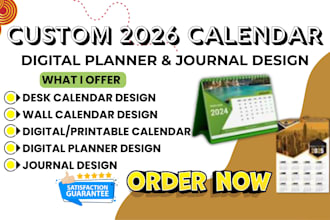 design 2026 business desk, wall calander, digital montly planner journal design