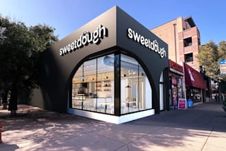 remodel modern bakery store, luxury interior design,3d cafe, shopfront rendering