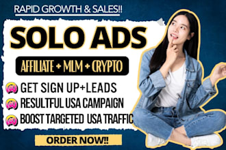 do USA solo ads affiliate MLM crypto link promotion, sales funnel boost results