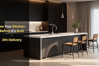 do kitchen interior 3d modelling and rendering
