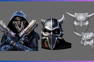 design 3d cosplay, 3d helmet, 3d mask, 3d model mask, cosplay for 3d printing
