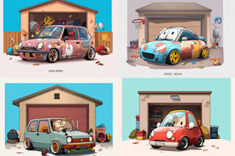 draw your car with chibi cartoon tooned style