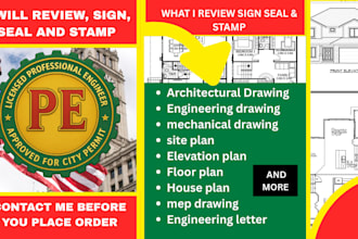 review and pe stamp architectural plans and engineering drawings for city permit