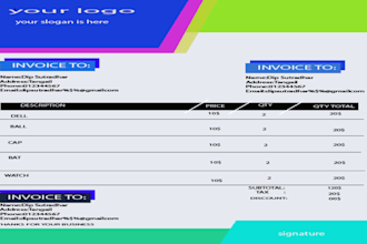 create a professional and customized invoice design