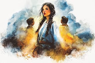 create watercolor and digital illustrations